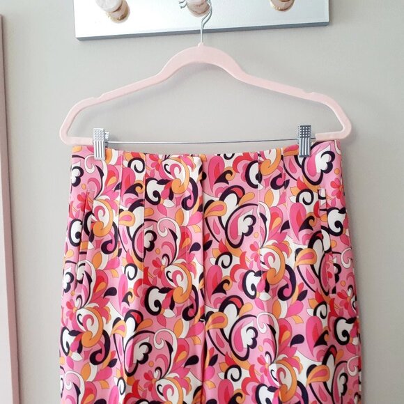 NWOT Zara pink paisley floral swirl retro skinny cropped high waist trousers, XL - Picture 10 of 10